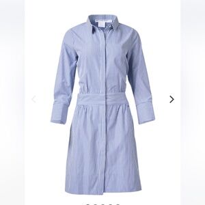 Gretchen Scott Breezy Blouson blue and white striped dress